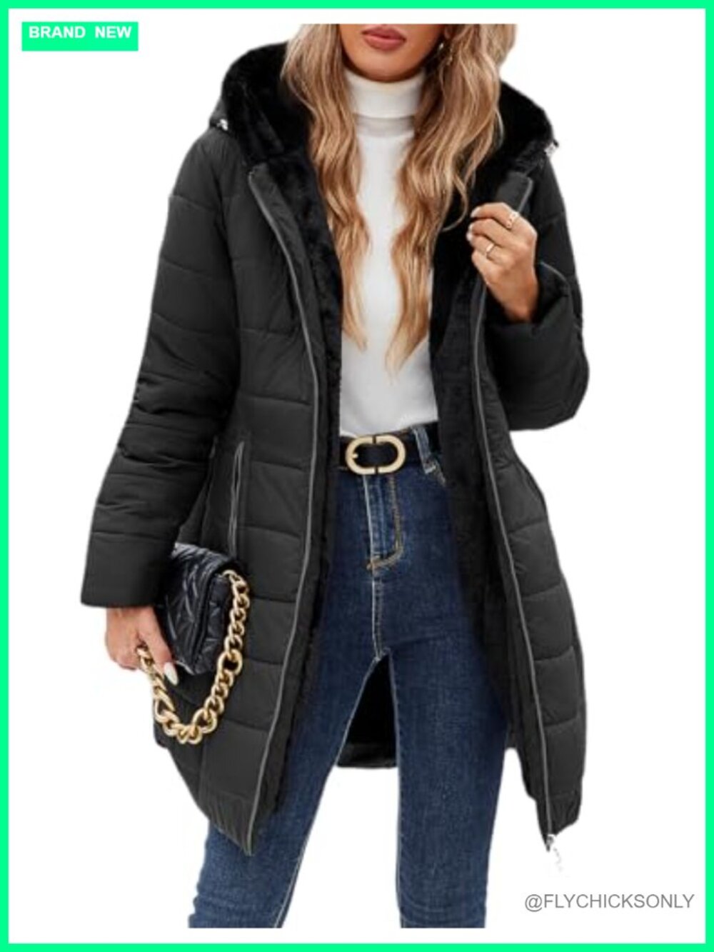Women's Winter Down Jacket Warm Fleece Lined Hooded Quilted Coat